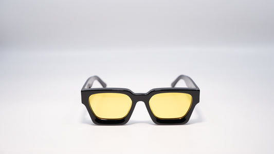 Ison Couture Sunrise polarized sunglasses front view showing yellow lens and warm frame