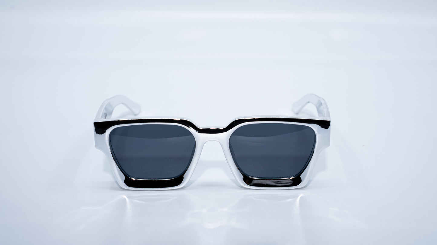 Chrome Square Frame Luxury Sunglasses