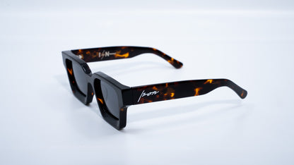 Ison Couture Dark Tortoise plant-based polarized square sunglasses side angle view