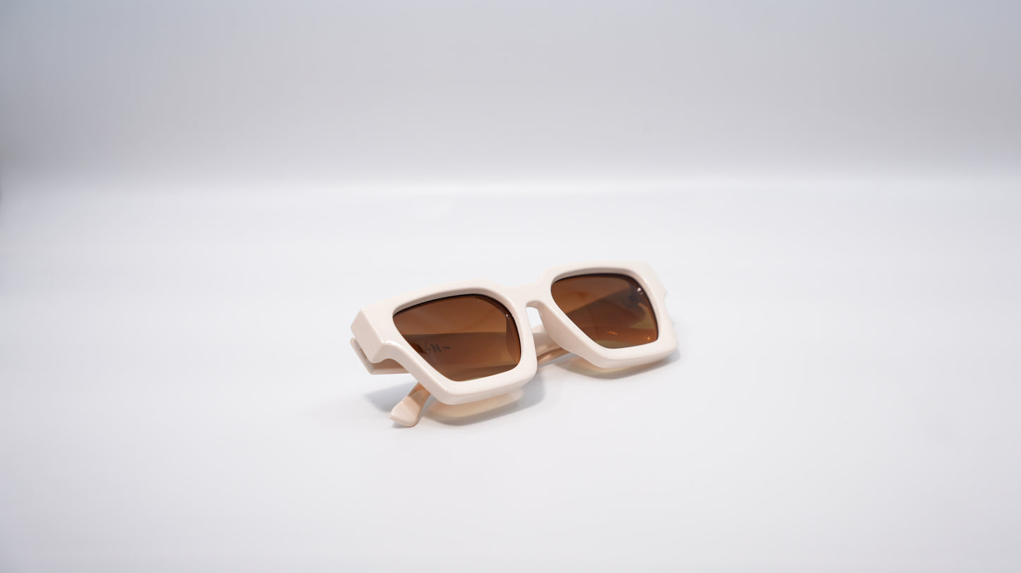 Krispy Crème Off White square frame shades | Warm Gradient Lens