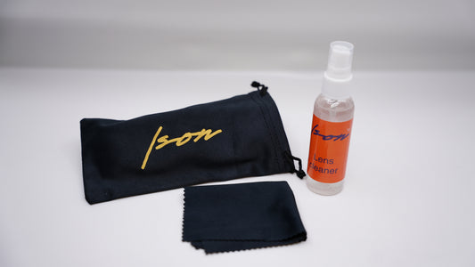 Ison Couture Lens Care Kit with lens cleaner, microfiber cloth and cloth case