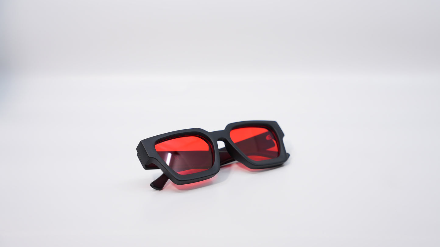 Ison Couture Matte InfraRed blue light blocking glasses folded on white background