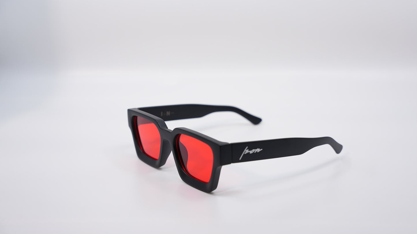 Ison Couture Matte InfraRed blue light blocking square glasses side angle view