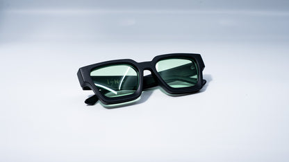 Ison Couture Matte Mint sunglasses folded on white background