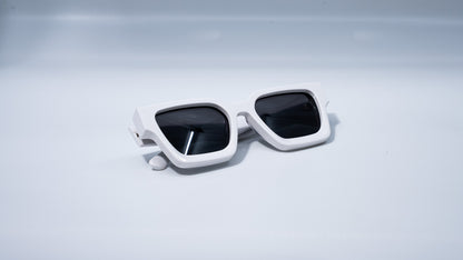 Ison Couture Polar White polarized sunglasses folded on white background