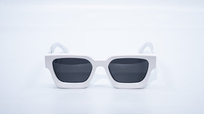 Ison Couture Polar White polarized sunglasses front view showing crisp white frame