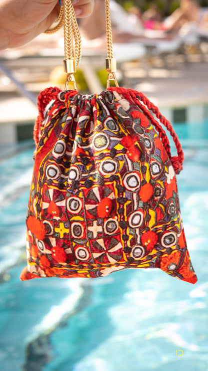Handmade Red 'Essentials Bag' with Gold Chain by Lauie G.