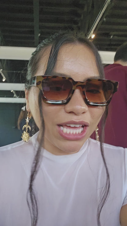 Tigers Eye- Tortoise Luxury Square Frame Sunglasses